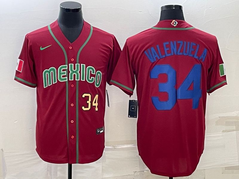 Men 2023 World Cub Mexico #34 Valenzuela Red Nike MLB Jersey13->more jerseys->MLB Jersey